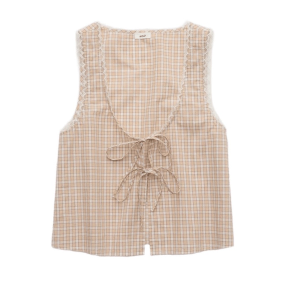 AERIE Off-Duty Poplin Tie Front Tank Top